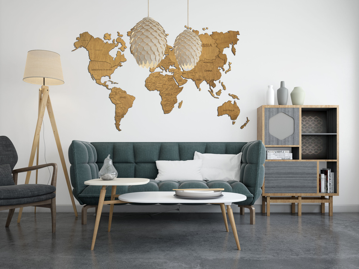 World map from wood